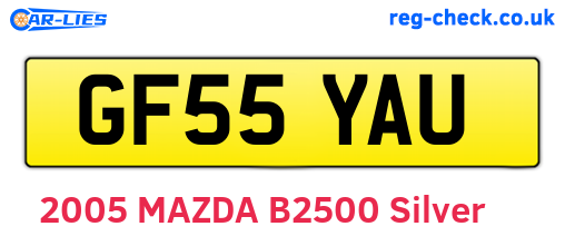 GF55YAU are the vehicle registration plates.