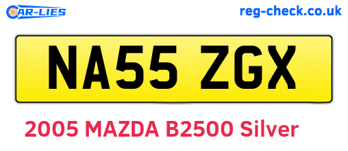 NA55ZGX are the vehicle registration plates.