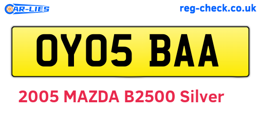 OY05BAA are the vehicle registration plates.