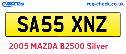 SA55XNZ are the vehicle registration plates.