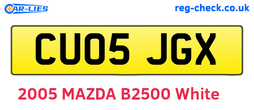 CU05JGX are the vehicle registration plates.