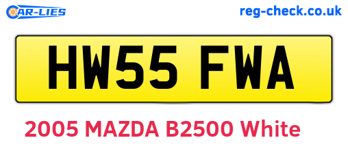 HW55FWA are the vehicle registration plates.
