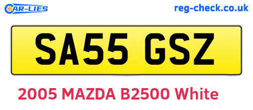 SA55GSZ are the vehicle registration plates.