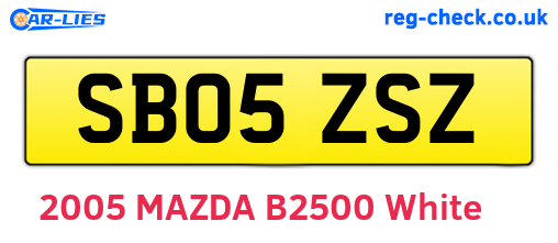 SB05ZSZ are the vehicle registration plates.