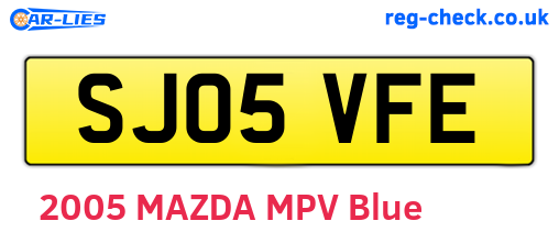 SJ05VFE are the vehicle registration plates.