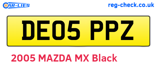 DE05PPZ are the vehicle registration plates.
