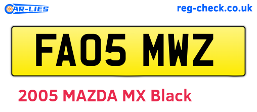 FA05MWZ are the vehicle registration plates.