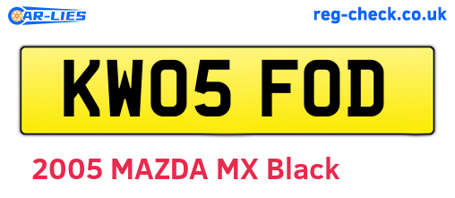 KW05FOD are the vehicle registration plates.