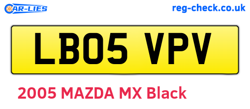 LB05VPV are the vehicle registration plates.