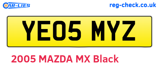 YE05MYZ are the vehicle registration plates.