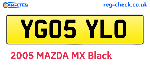 YG05YLO are the vehicle registration plates.