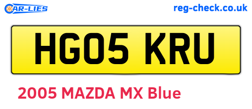 HG05KRU are the vehicle registration plates.