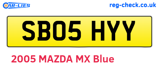 SB05HYY are the vehicle registration plates.