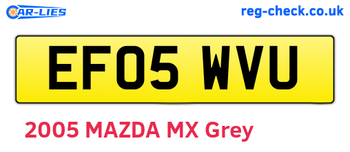 EF05WVU are the vehicle registration plates.