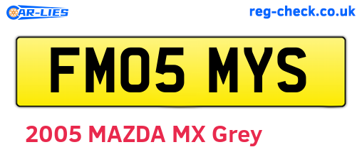 FM05MYS are the vehicle registration plates.