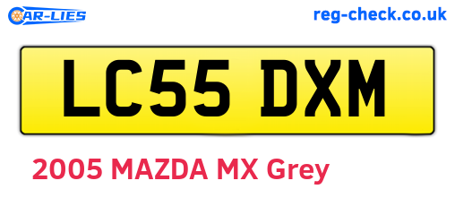 LC55DXM are the vehicle registration plates.