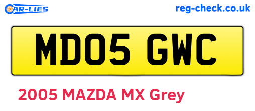 MD05GWC are the vehicle registration plates.