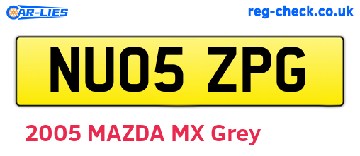NU05ZPG are the vehicle registration plates.