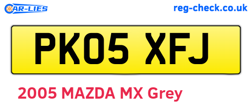 PK05XFJ are the vehicle registration plates.