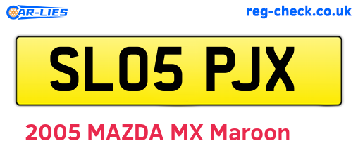 SL05PJX are the vehicle registration plates.