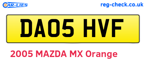 DA05HVF are the vehicle registration plates.
