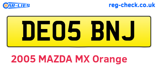 DE05BNJ are the vehicle registration plates.