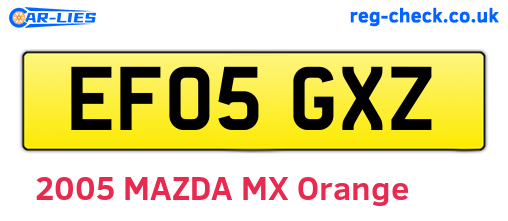 EF05GXZ are the vehicle registration plates.