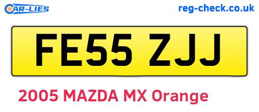 FE55ZJJ are the vehicle registration plates.