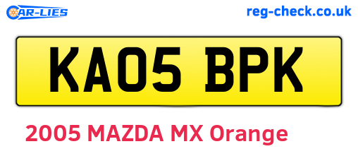 KA05BPK are the vehicle registration plates.