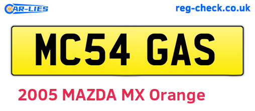 MC54GAS are the vehicle registration plates.