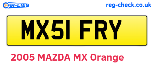 MX51FRY are the vehicle registration plates.