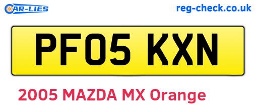 PF05KXN are the vehicle registration plates.