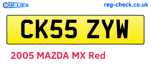 CK55ZYW are the vehicle registration plates.