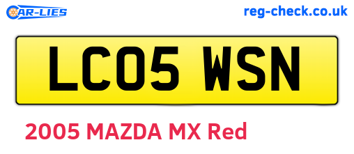LC05WSN are the vehicle registration plates.