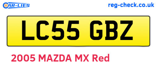 LC55GBZ are the vehicle registration plates.