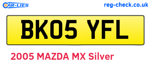 BK05YFL are the vehicle registration plates.