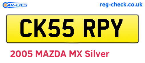 CK55RPY are the vehicle registration plates.