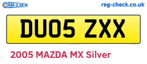 DU05ZXX are the vehicle registration plates.