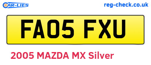 FA05FXU are the vehicle registration plates.