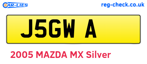 J5GWA are the vehicle registration plates.