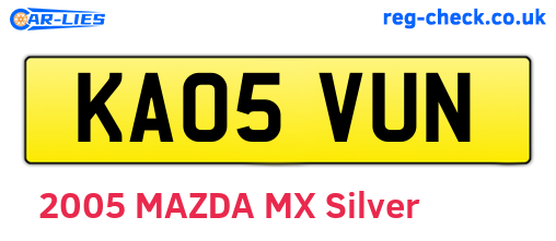KA05VUN are the vehicle registration plates.