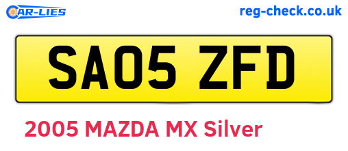 SA05ZFD are the vehicle registration plates.