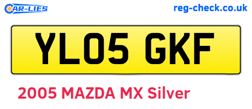 YL05GKF are the vehicle registration plates.