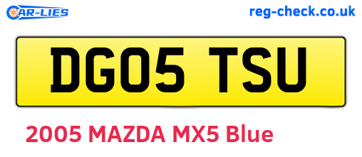 DG05TSU are the vehicle registration plates.