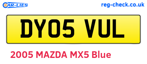 DY05VUL are the vehicle registration plates.