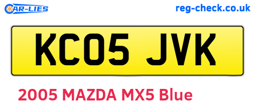 KC05JVK are the vehicle registration plates.