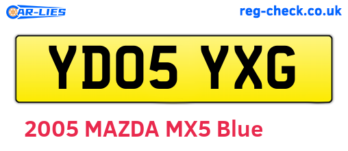 YD05YXG are the vehicle registration plates.