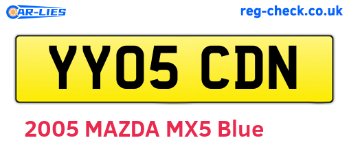 YY05CDN are the vehicle registration plates.