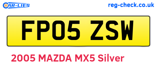 FP05ZSW are the vehicle registration plates.