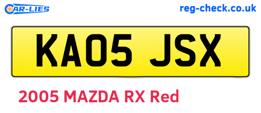 KA05JSX are the vehicle registration plates.